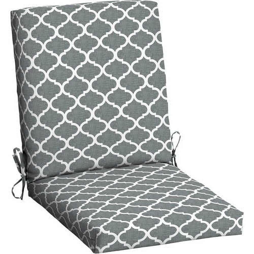 Mainstays Outdoor Patio Dining Chair Cushion, Grey Trellis