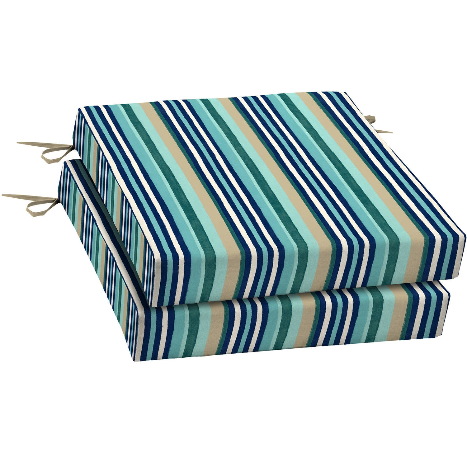 Mainstays Outdoor Patio Dining Seat Cushion, Set of Two, Multiple Patterns