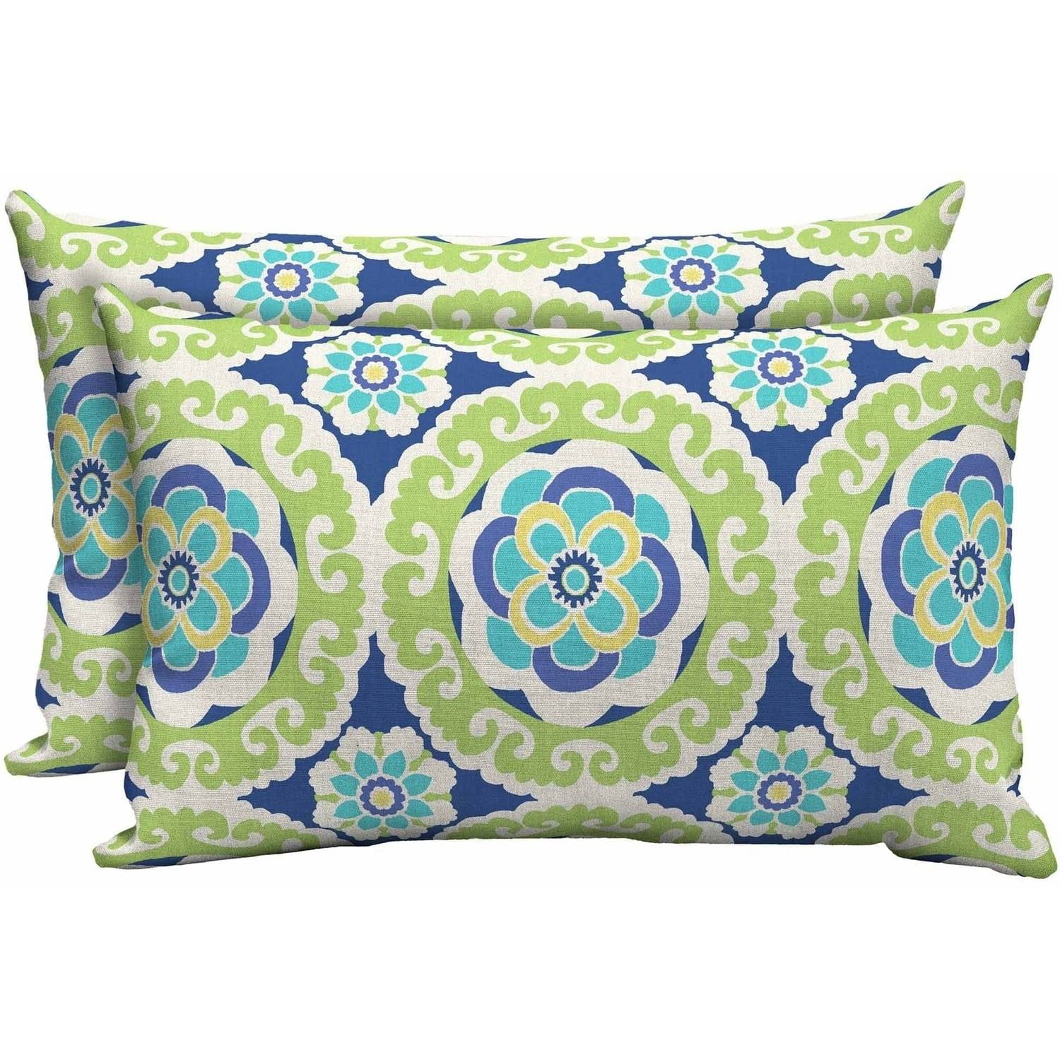 Mainstays Outdoor Patio Lumbar Toss Pillow, Set of 2