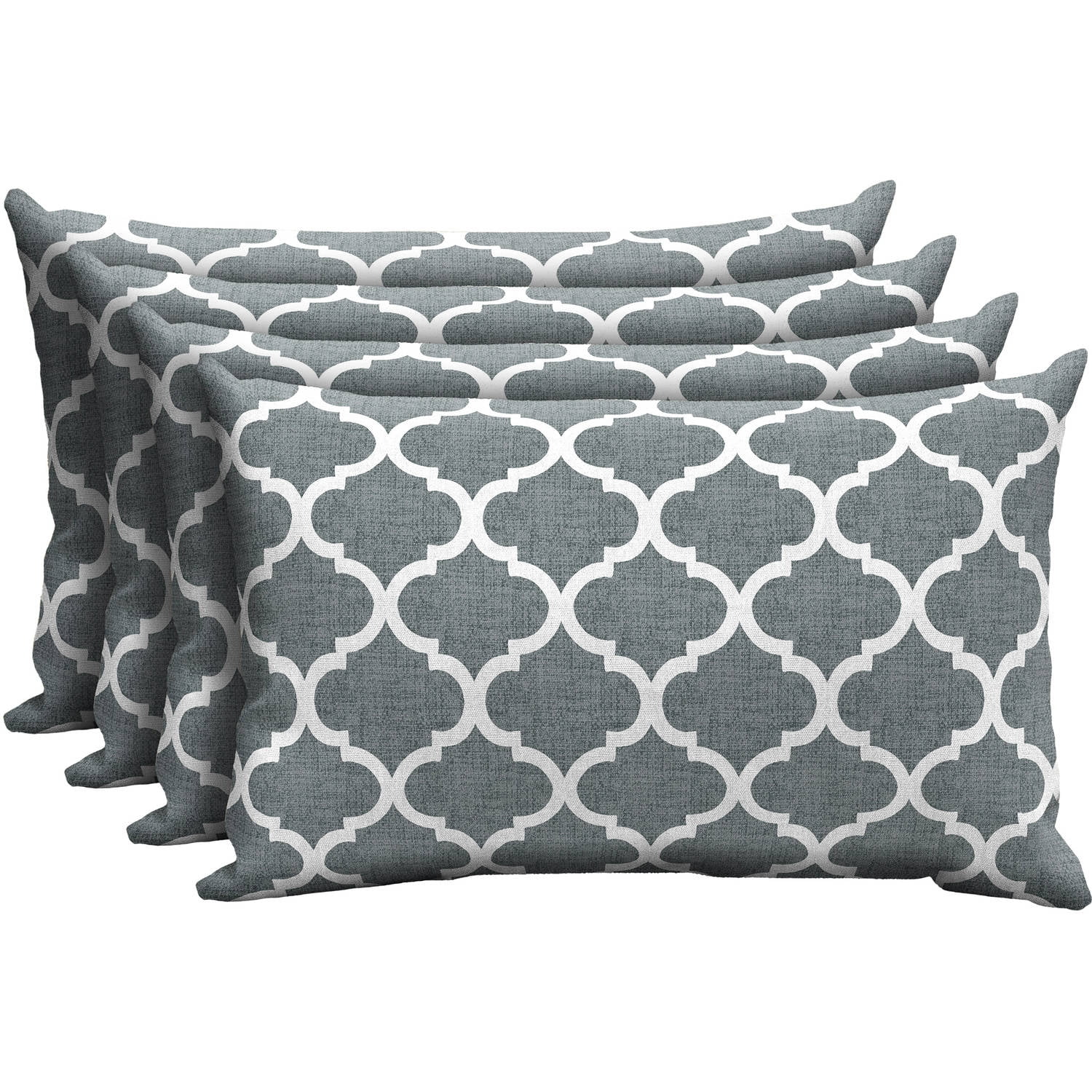 Mainstays Outdoor Patio Lumbar Toss Pillow, Set of 4, Multiple Patterns