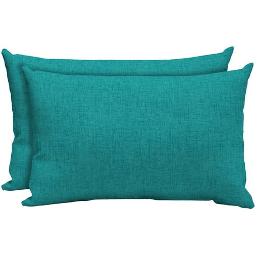 Mainstays Outdoor Patio Lumbar Toss Pillow, Set of Two, Multiple