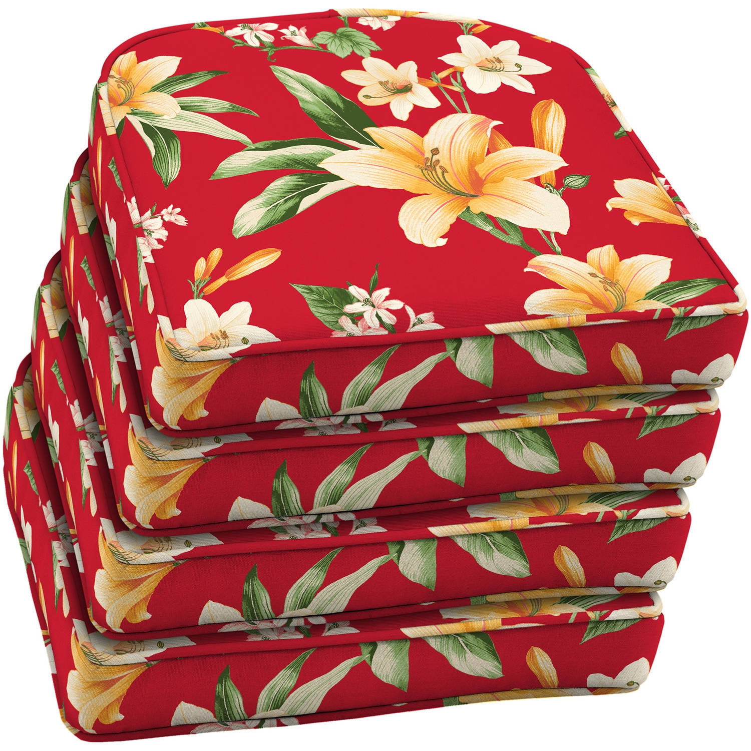 Mainstays Outdoor Patio Wicker Seat Cushion with Welt, Set of 4