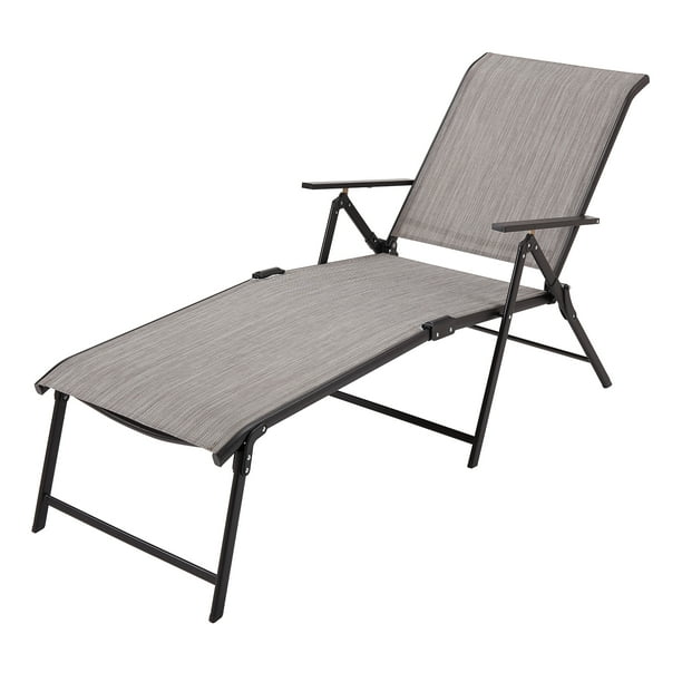 Mainstays Outdoor Sling Mesh Chaise Lounges in Gray, Set of Two