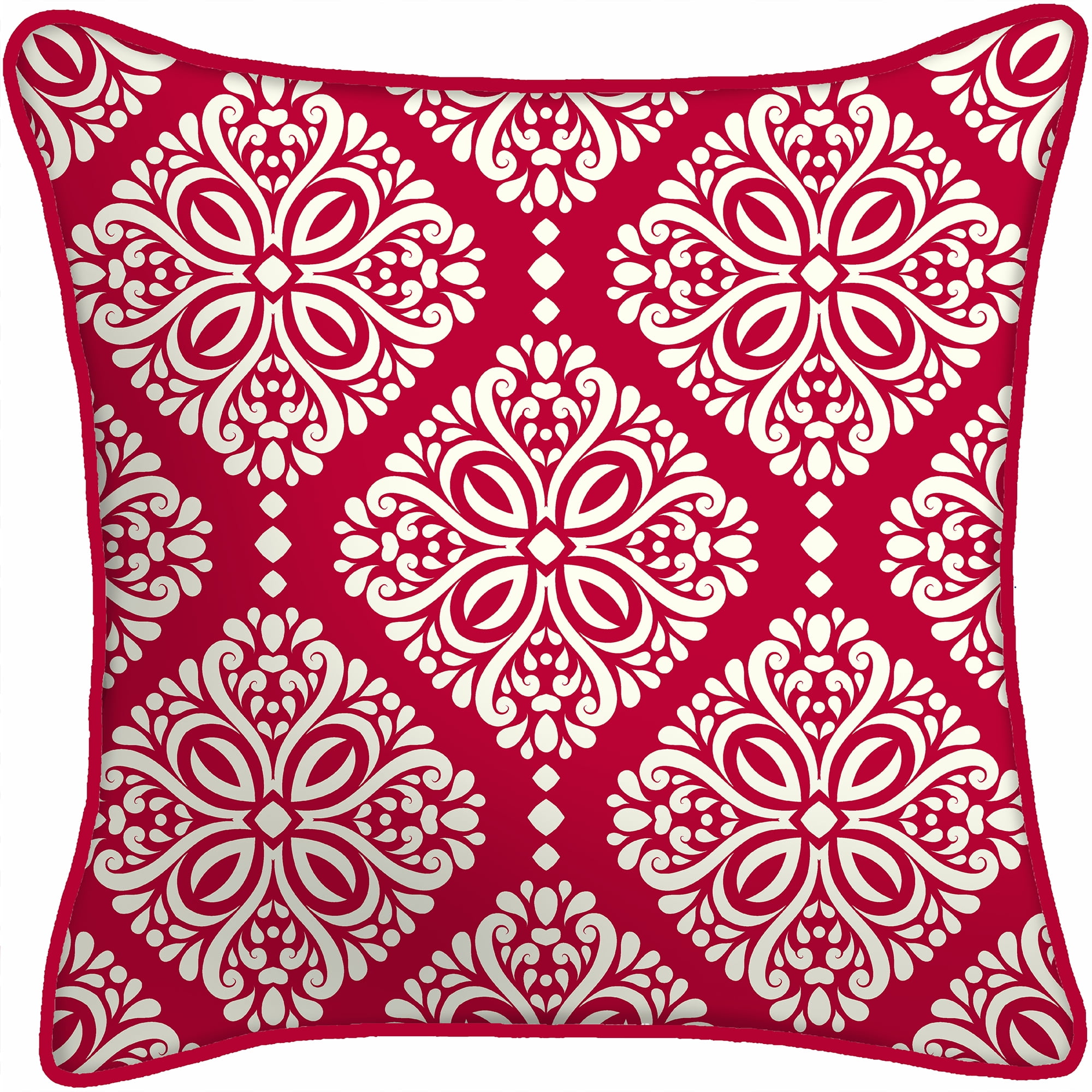 Mainstays Outdoor Throw Pillow, 16", Red Medallion