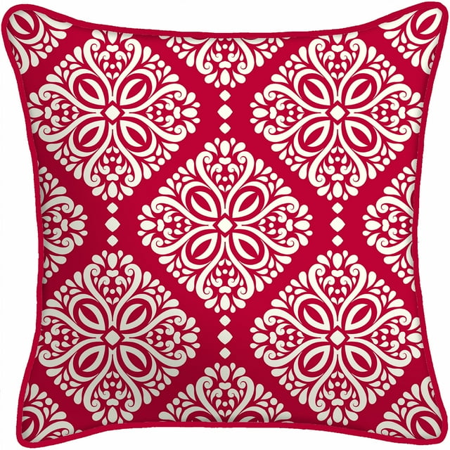 Mainstays Outdoor Throw Pillow, 16", Red Medallion