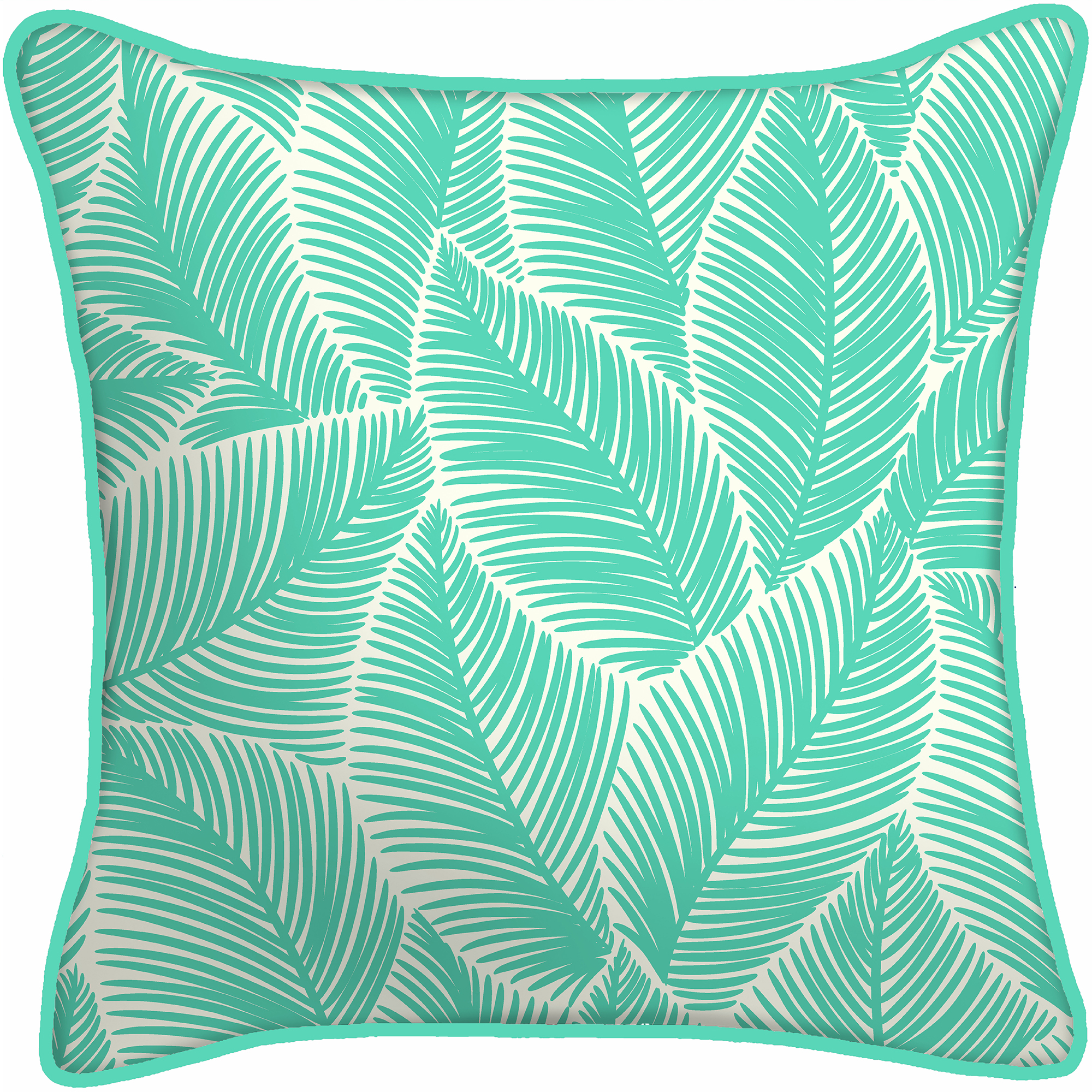 Mainstays Outdoor Throw Pillow, 16", Turquoise Palm Leaves - image 1 of 8
