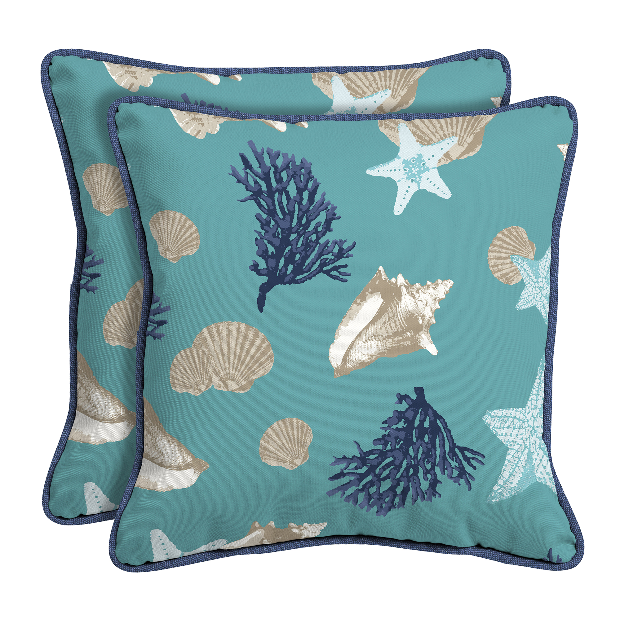 Mainstays Outdoor Toss Pillow Bluegreen 15.5 x 15.5, Ocean Floor