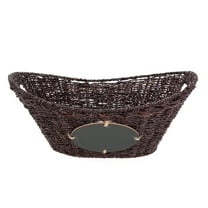 Mainstays Oval Dark Seagrass Storage Basket, Chalkboard, Cutout Handles, 15.94L x 12.01W x 6.61H