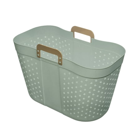Mainstays Oval Flexible Decorative Laundry Basket, Sage Green Plastic