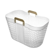 Mainstays Oval Flexible Decorative Laundry Basket, White Plastic
