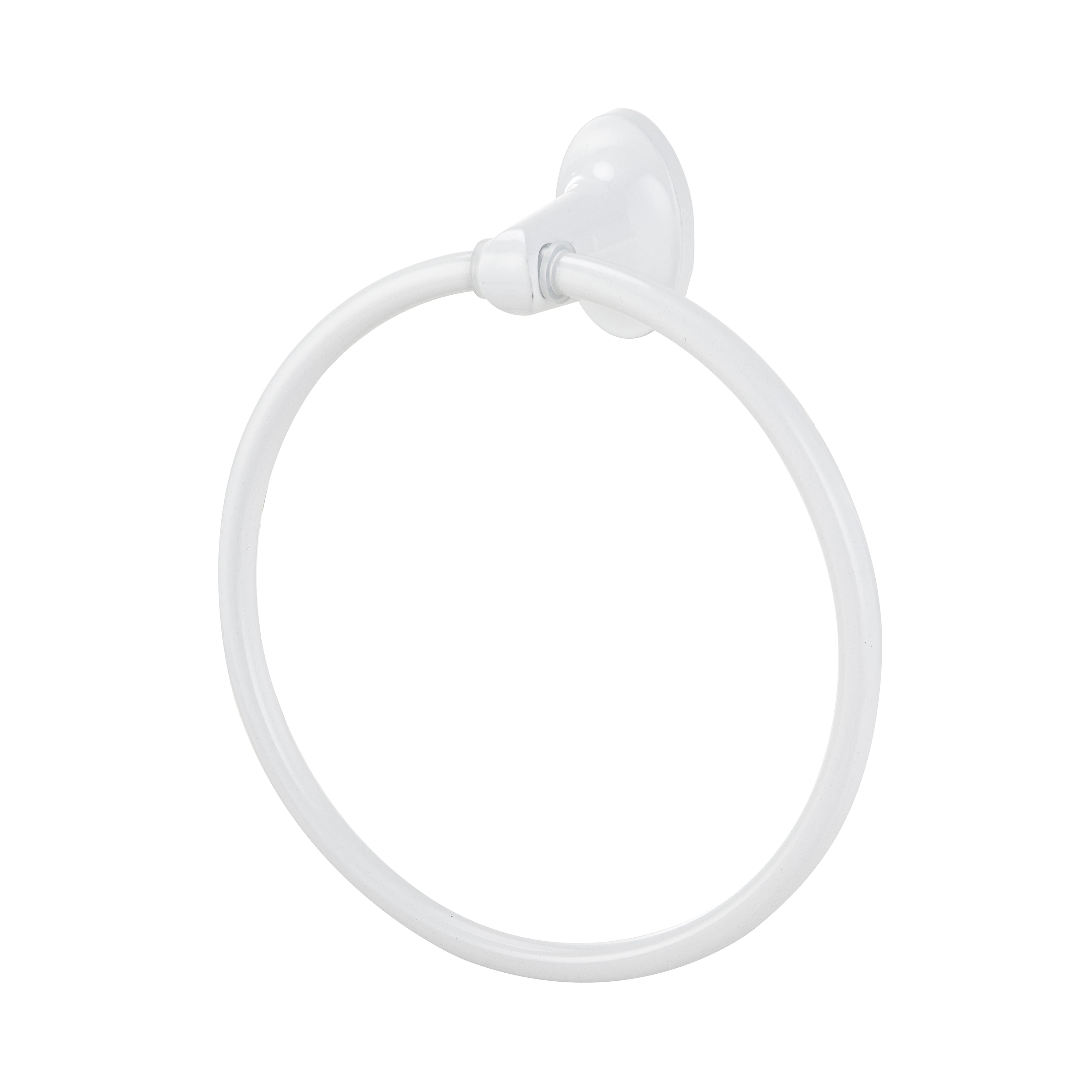 Mainstays Oval Style Steel Wall Mount Towel Holder Ring, White, Vertical Orientation