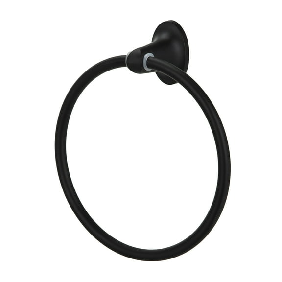 Mainstays Oval Style Steel Wall Mount Towel Ring, Matte Black Finish