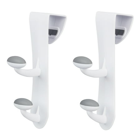 Mainstays White Over the Door Rubber Grip Hooks for Closet and Bathroom Storage, 2 Pack