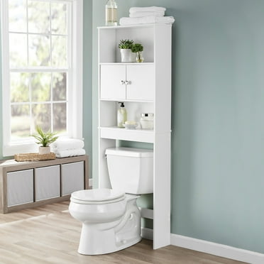 Mainstays 3-Shelf Over-the-Toilet Storage Cabinet with Adjustable Doors, White