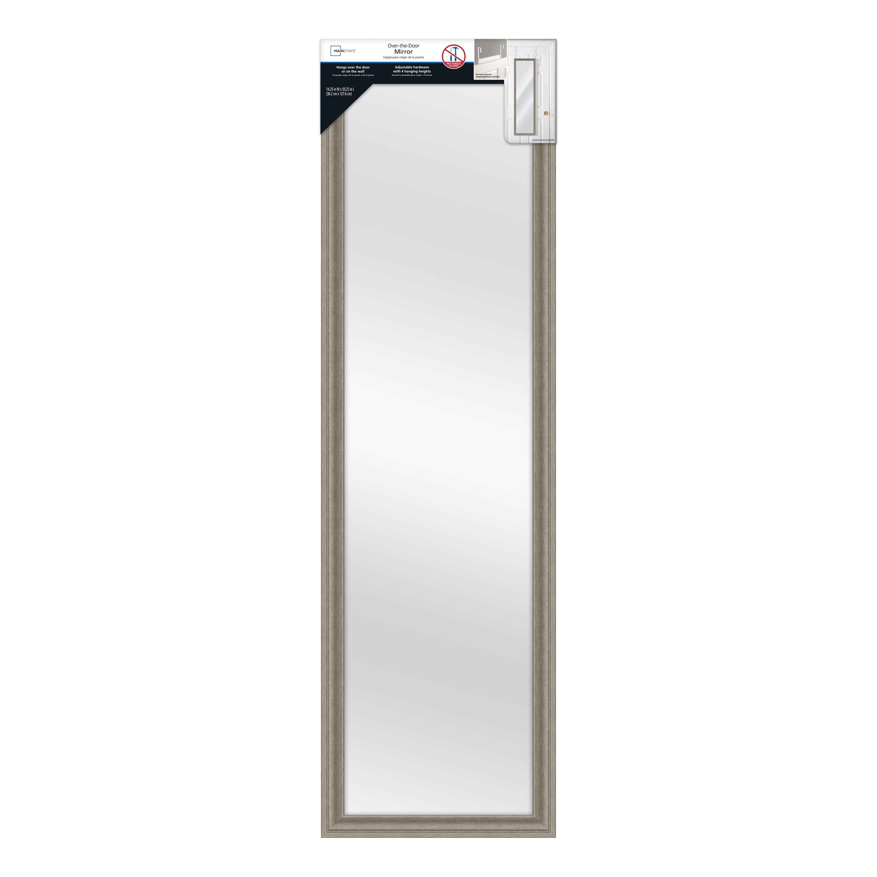 Mainstays OvertheDoor Mirror, 15"x51", Rustic Grey