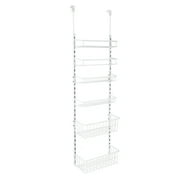 Mainstays Powder Coated Metal Over the Door Rack Organizer, 6 Tier Adjustable Shelves, White, Made for Kitchen Organization and Accessibility