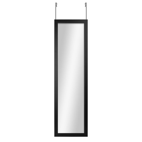Mainstays Over-the-Door Rectangular Mirror, Black, 14.25 in x 50.45 in