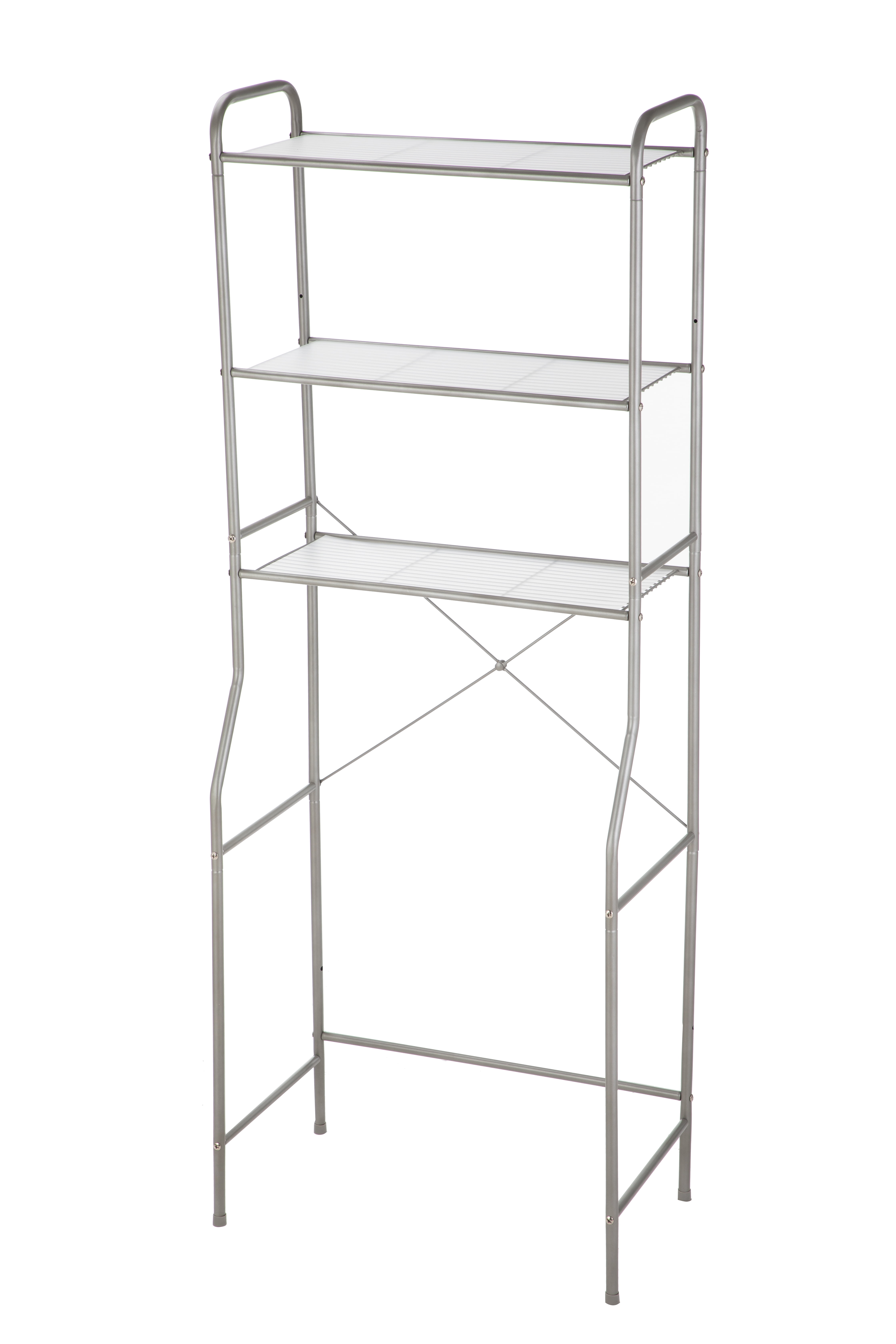 Mainstays Over-the-Toilet 3-Shelf Steel Storage Unit with Liners, Satin Nickel