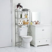Mainstays Over the Toilet Steel Storage Shelf Unit Space Saver, Satin Nickel