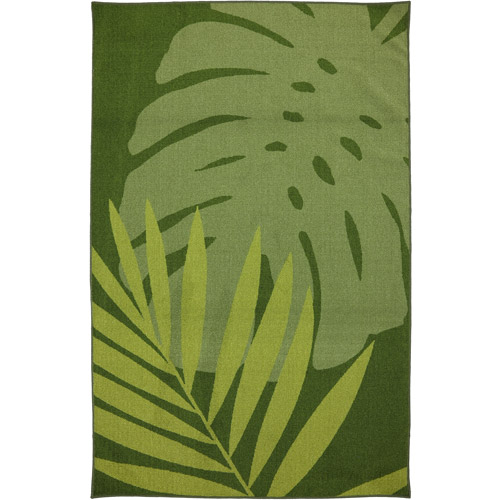 Mainstays Overscale Palm Nylon Patio Rug, Green