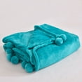 Mainstays Oversized Plush Throw with Poms, Teal Sachet, 50"x70