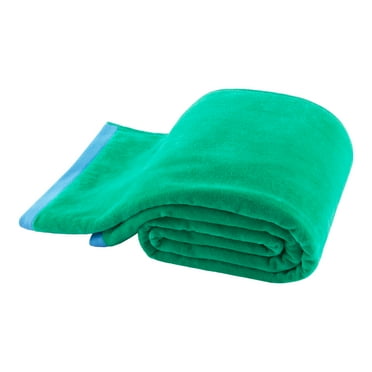 Mainstays Oversized Reversible Solid Green & Blue Yarn-Dyed Cotton-Blend Beach Towel