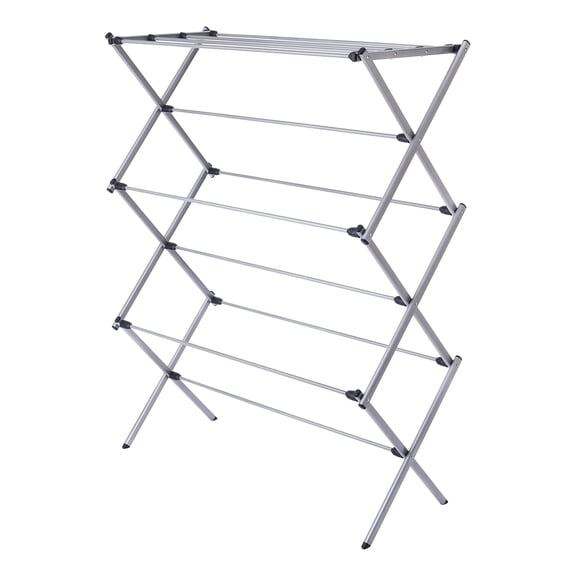 Mainstays Oversized Steel Clothes Drying Rack, 7-Tier Folding Design, Silver