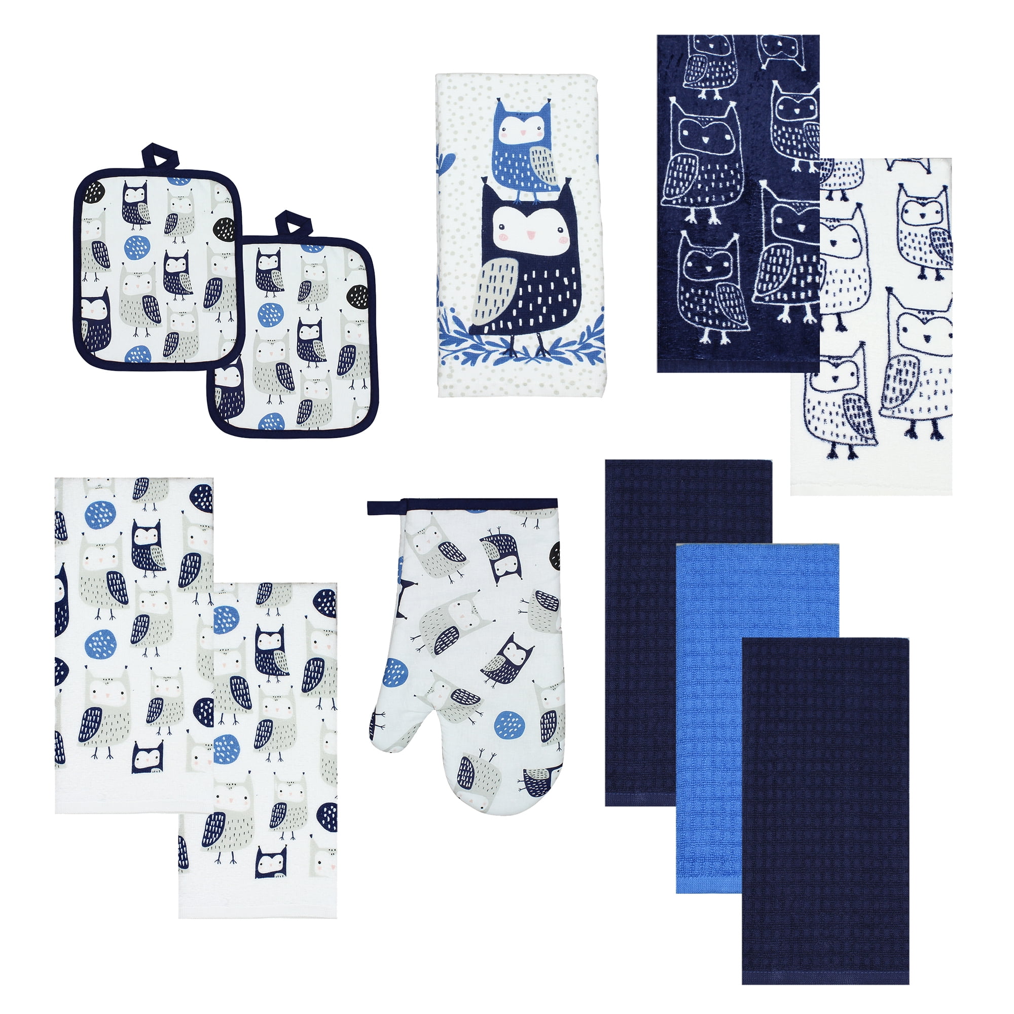 Mainstays Owls Kitchen Textile Collection, Set of 11, Kitchen Towels