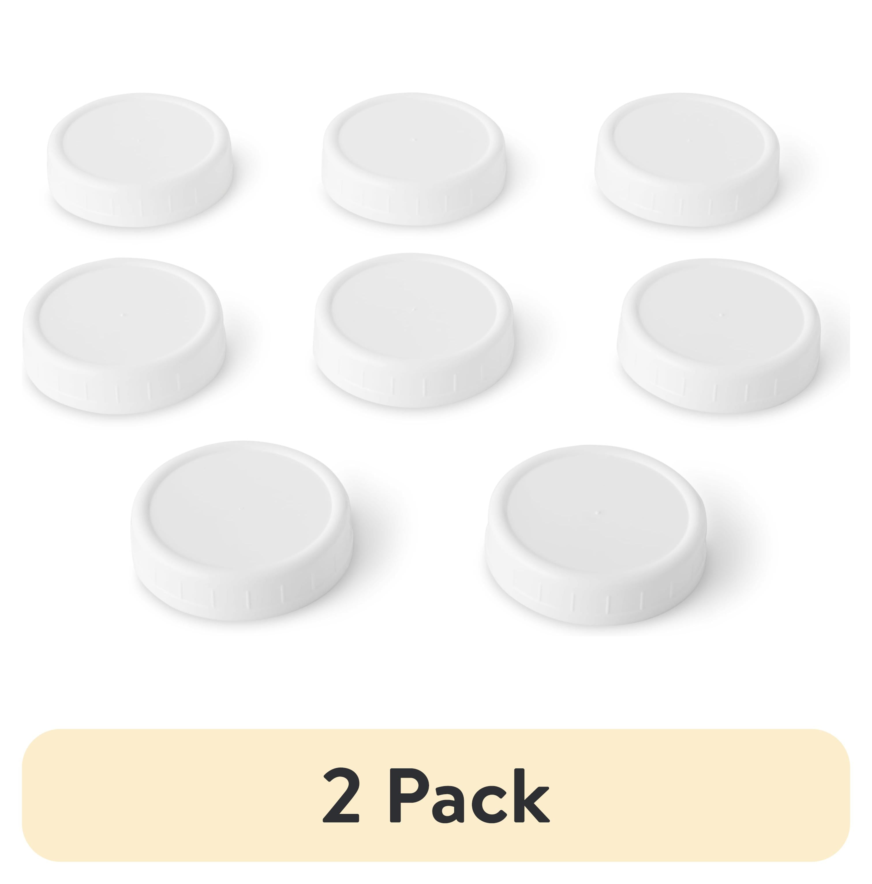 (2 pack) Mainstays Pack of 8 BPA-Free Plastic Regular Mouth Canning Jar Lids, White