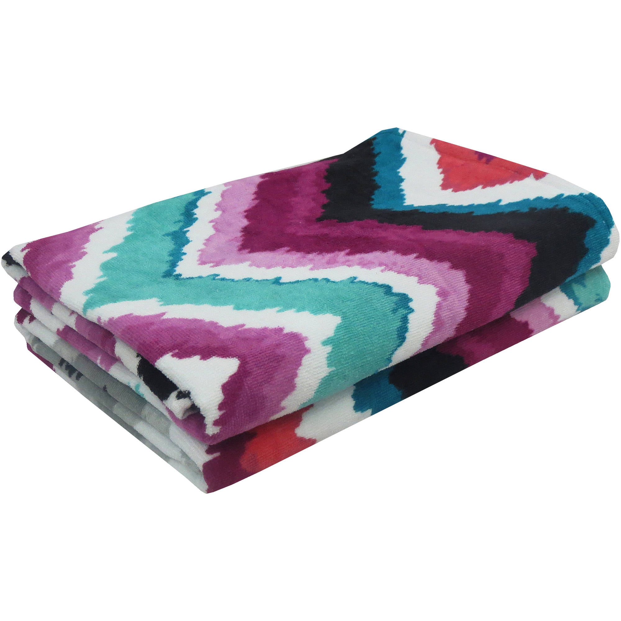 Mainstays Painted Chevron Beach Towel, Set of 2