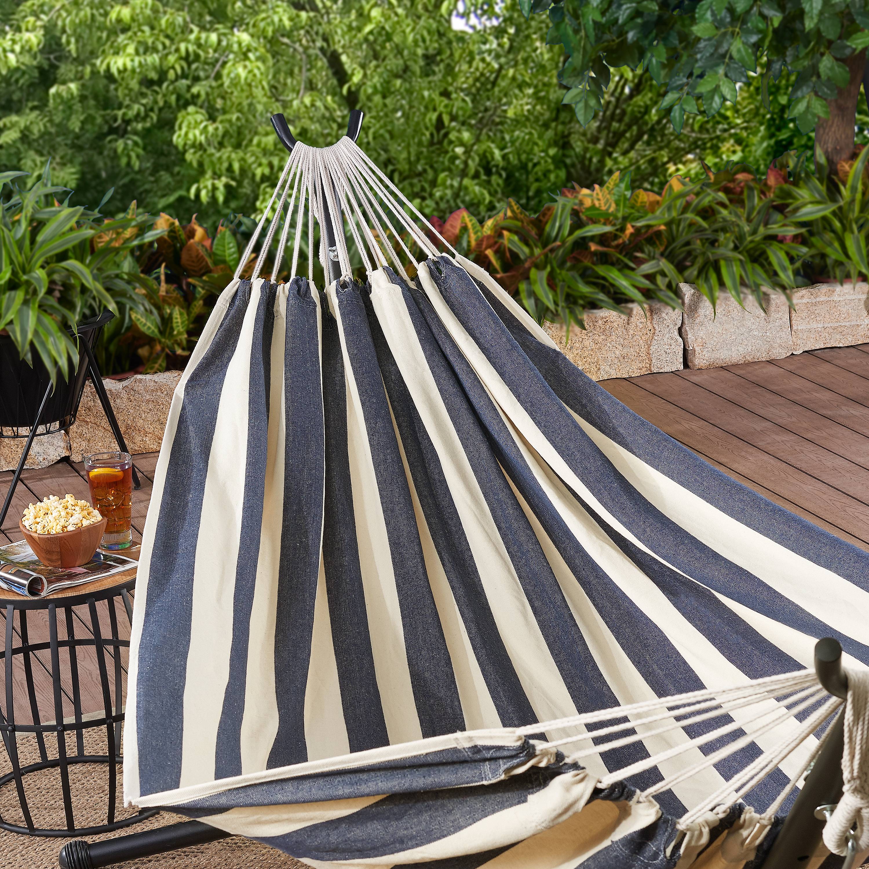 Mainstays Palco black and White Striped Hammock in a Bag, Hammock Size 98.43 x 59.06" (L x W), Load Capacity 250 Lbs - image 1 of 6