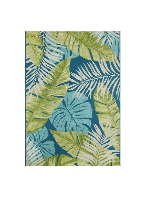 Mainstays Palm 7’x 10’ Outdoor Woven Rug - Polypropylene/Polyester - Multi Color