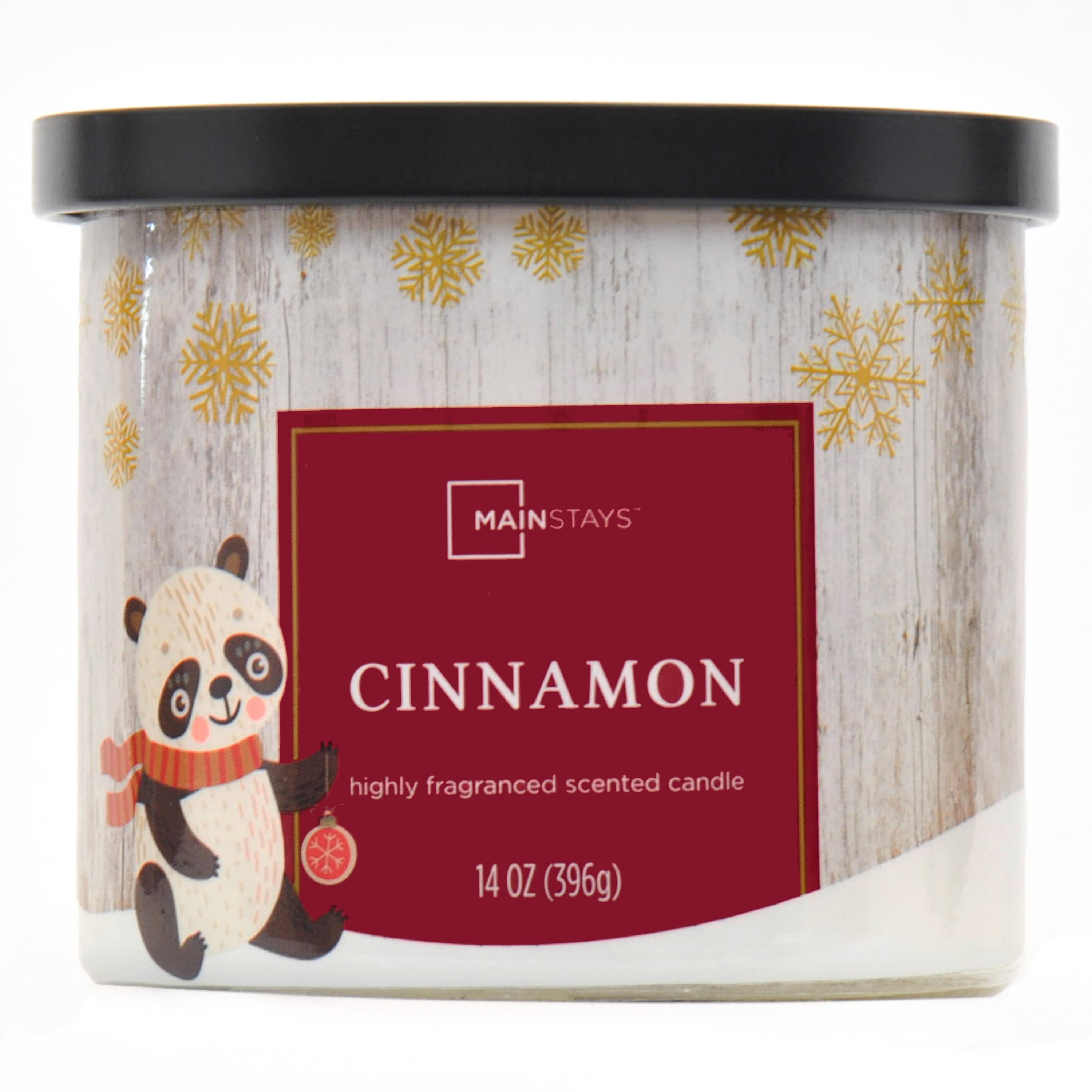Mainstays Panda Wrapped 3-Wicked Paraffin Wax 14 ounce Jar Candles, Scented Cinnamon, Multicolor