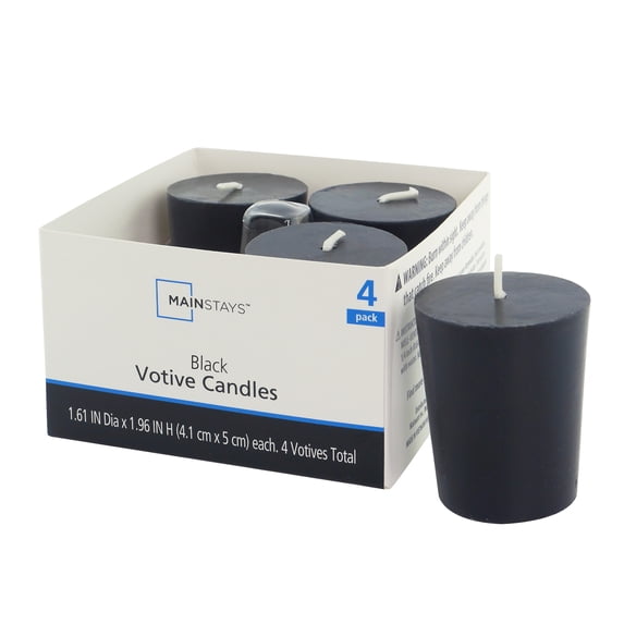 Mainstays Votive Candles, Unscented, Black, 4 Pack
