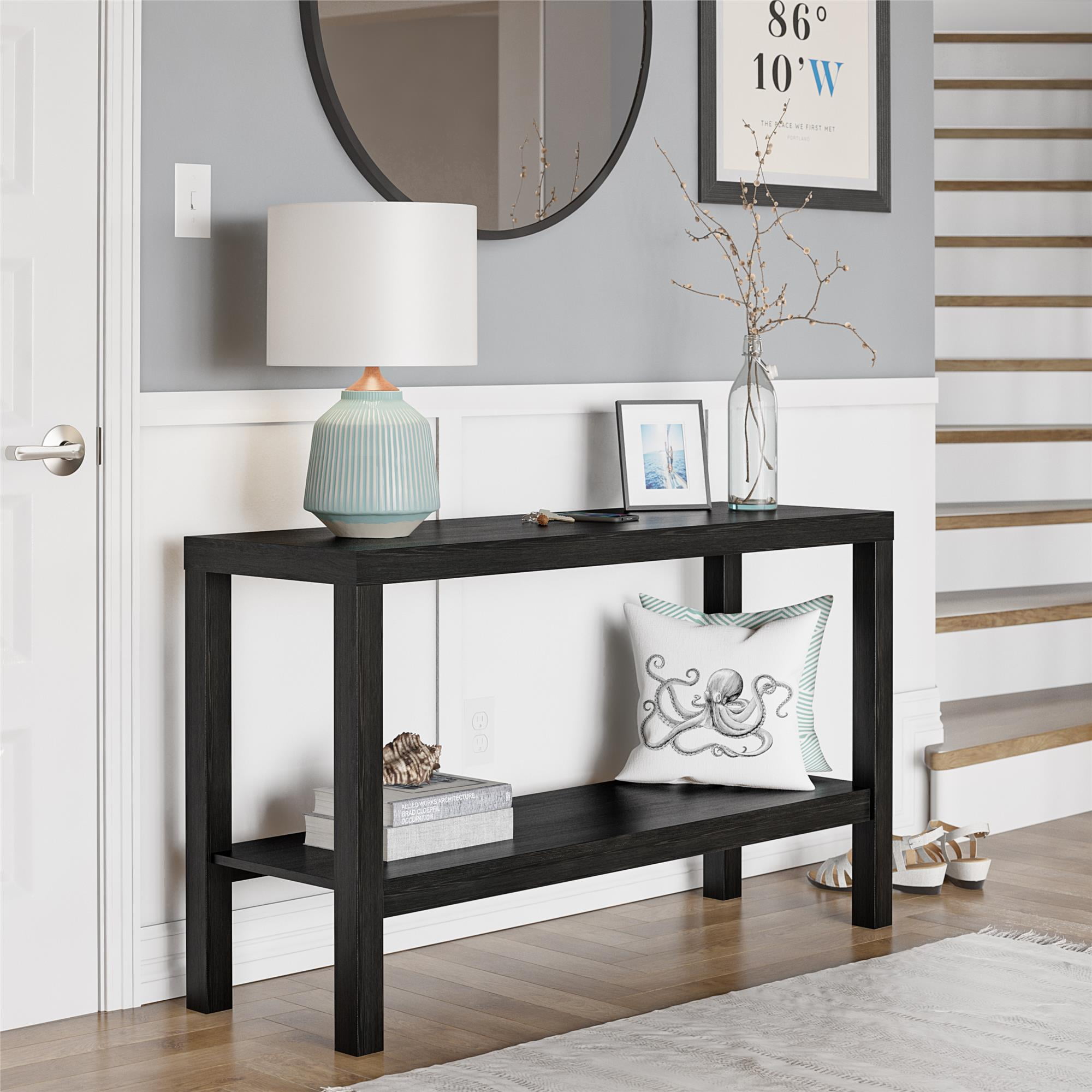Mainstays Parsons Console Table, Black Oak