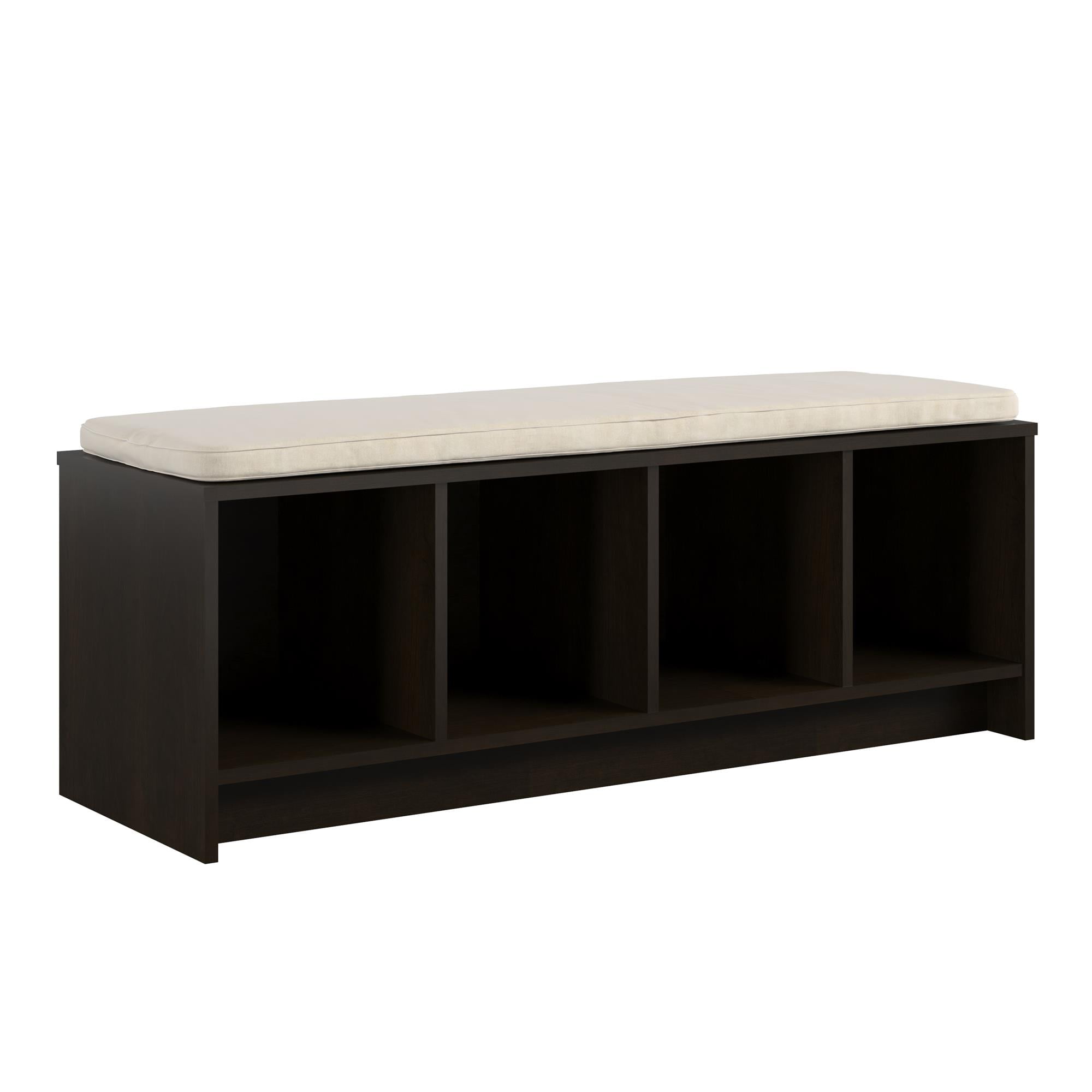 Mainstays Parsons Cubby Entryway Bench with Cushion, Espresso