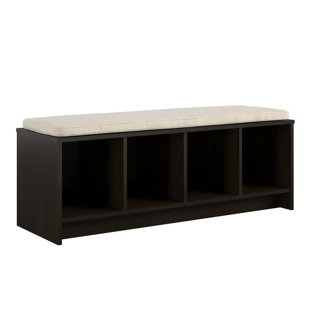 Mainstays Parsons Cubby Entryway Bench with Cushion, Espresso