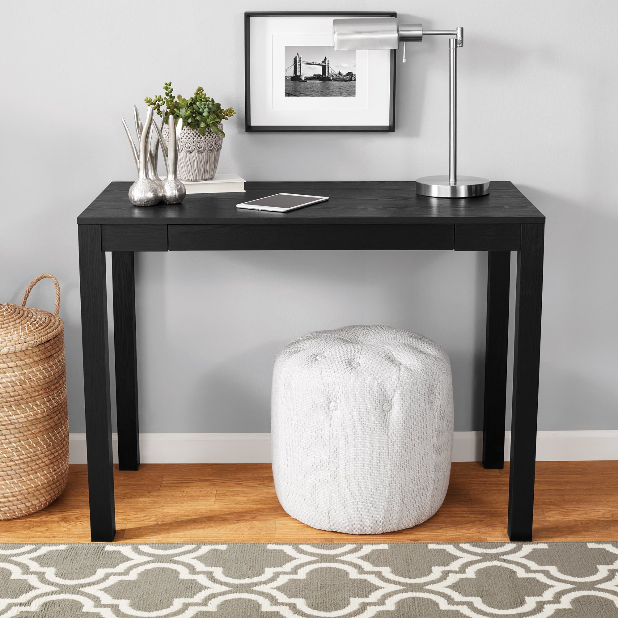 Mainstays Parsons Desk with Drawer, Black Oak