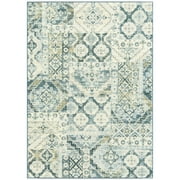 Mainstays Patchwork Loop Print Blue Green Indoor Area Rug, 5 x 7