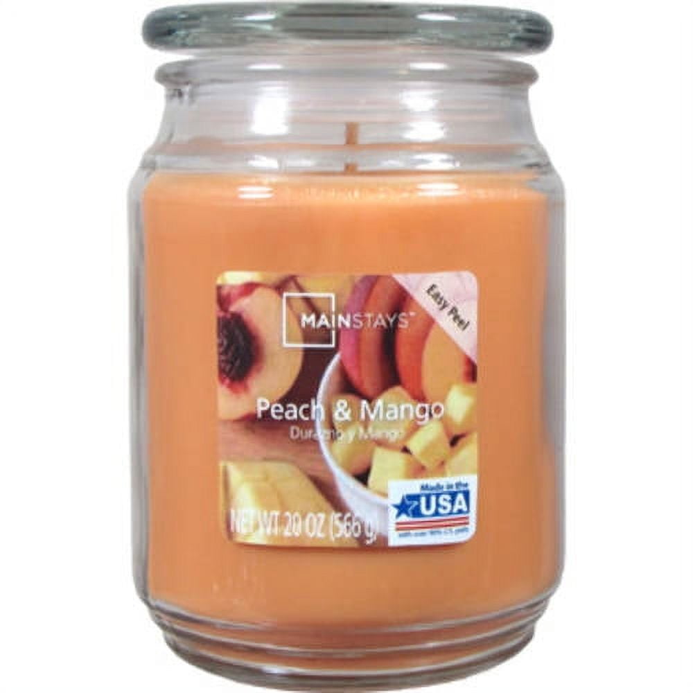 Mainstays Peach & Mango Scented Single-Wick Large Glass Jar Candle, 20 oz.