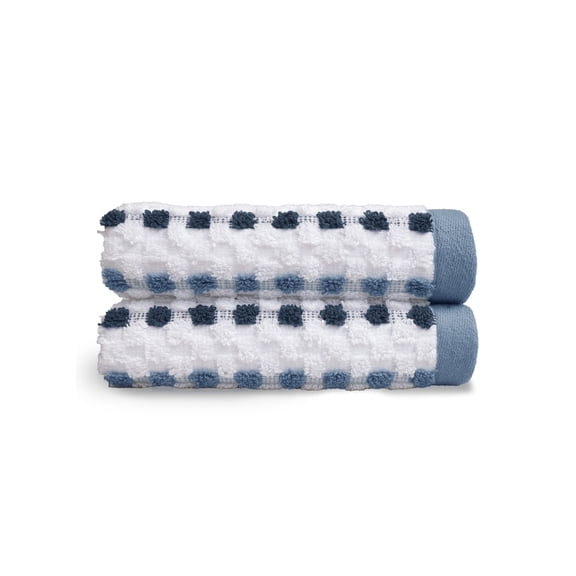 Mainstays Performance 2-Pack Hand Towel Set, Blue Dot