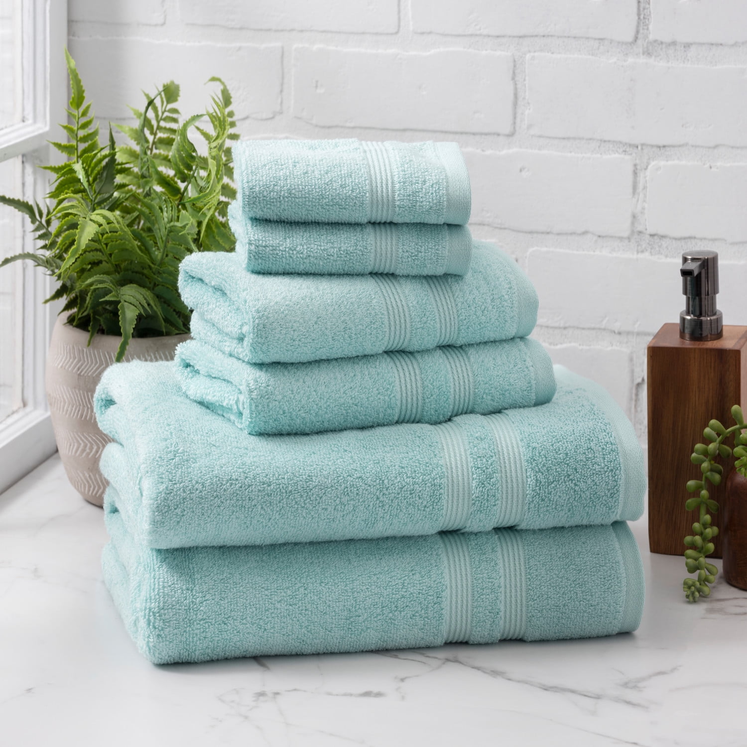 Mainstays Performance Solid 6-Piece Bath Towel Set - Papyrus Beige 