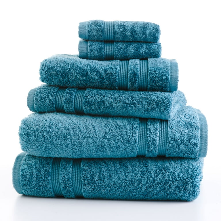 Mainstays Performance Anti-Microbial Solid 6 Piece Towel Set, Coolwater, Size: 6-Piece Towel Set (2 Bath + 2 Hand + 2 Washcloths)