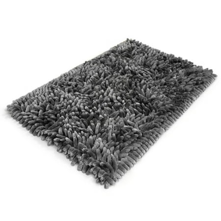 Mainstays Performance Bath Rug, Grey, Shiny Chenille Top, Memory Foam, 17x24”