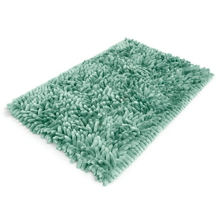Mainstays Performance Bath Rug, Mint, Shiny Chenille Top, Memory Foam, 17x24”