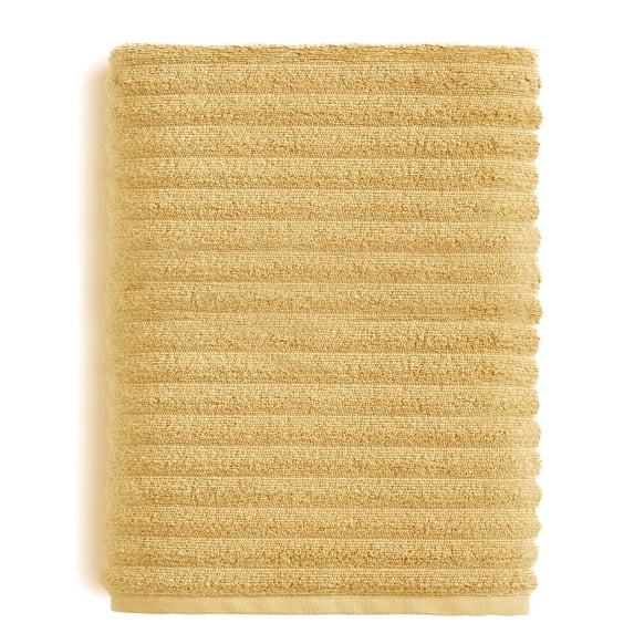 Mainstays Performance Bath Sheet, 62 in x 30 in, 87% Cotton/13% Recycled Polyester, Textured Yellow