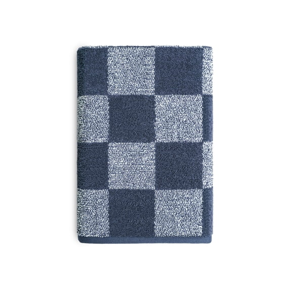 Mainstays Performance Checkered Bath Towel, 54" x 30", Indigo