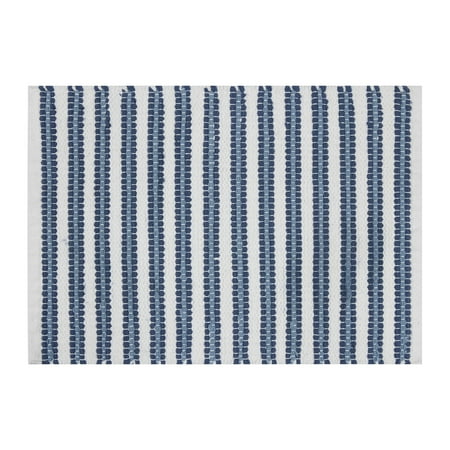 Mainstays Performance Handwoven Cotton Bath Rug, Blue Linen, 17" x 24"