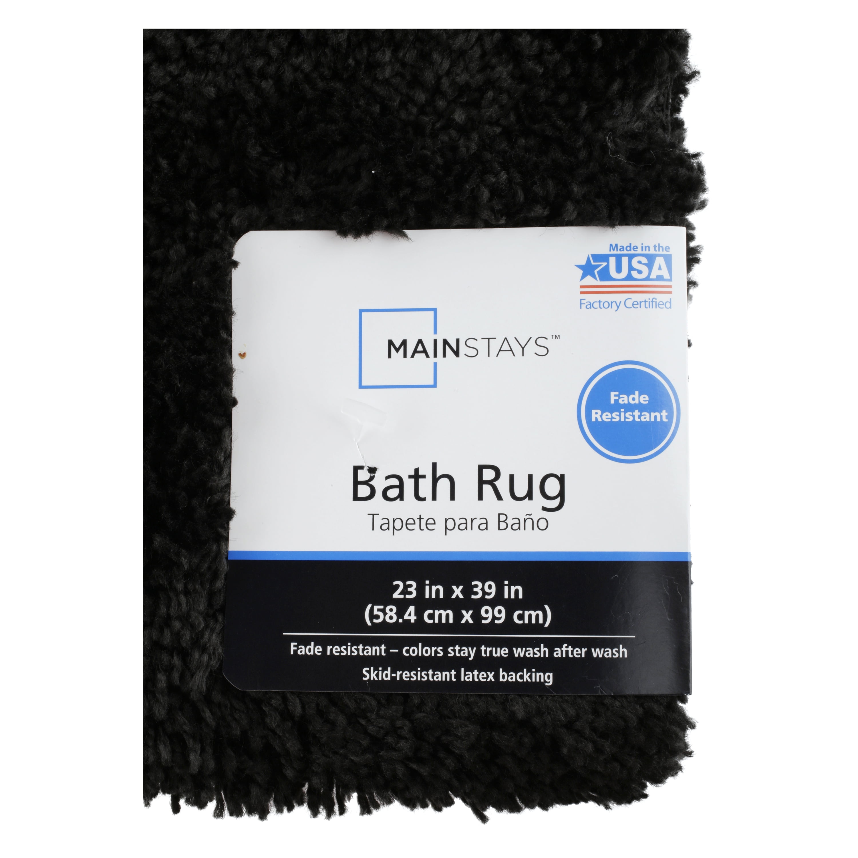 Mainstays Performance Nylon Bath Rug, Rich Black, 23" x 39"
