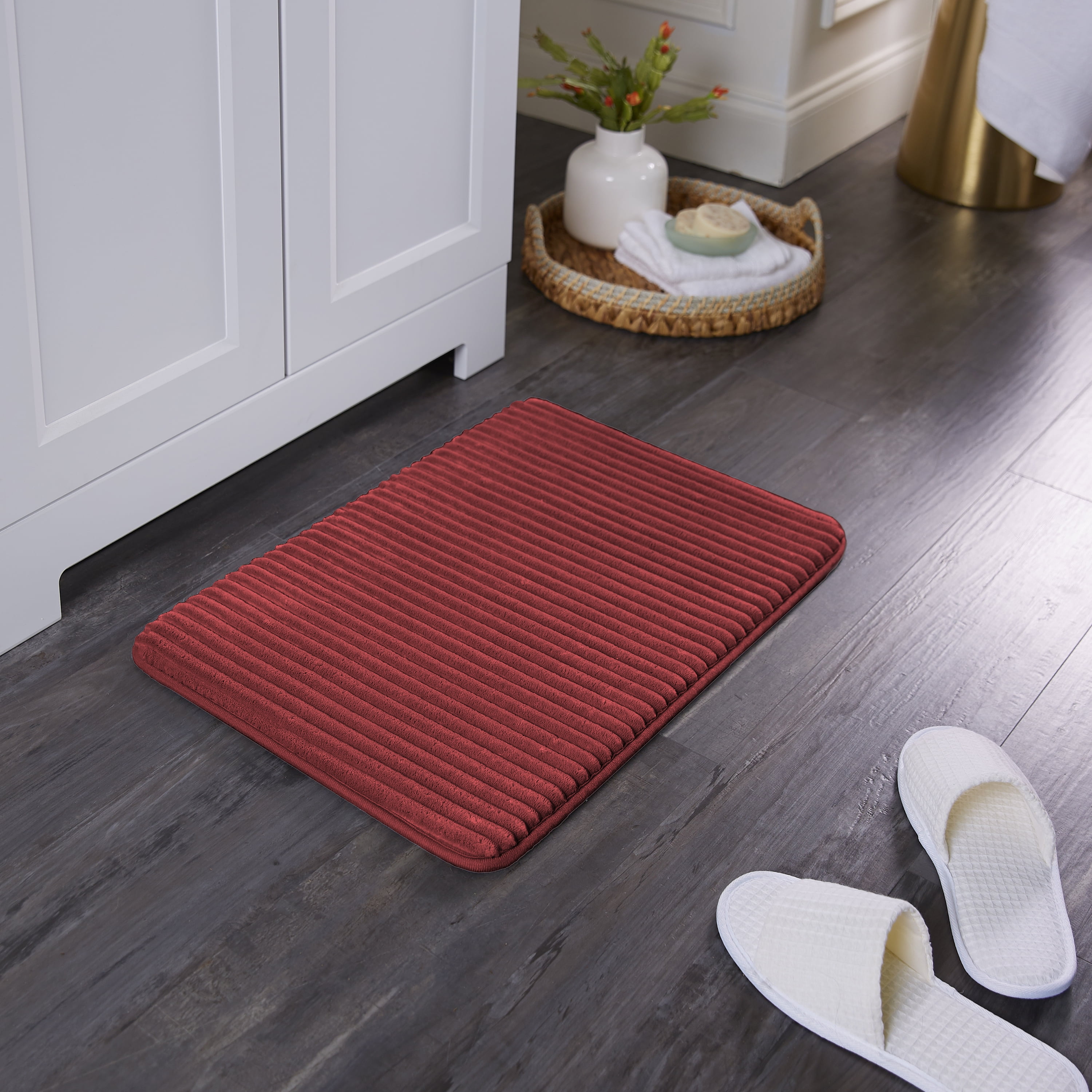 Mainstays Performance Quick Dry Memory Foam Bath Mat, Red Sedona, 20" x 30"